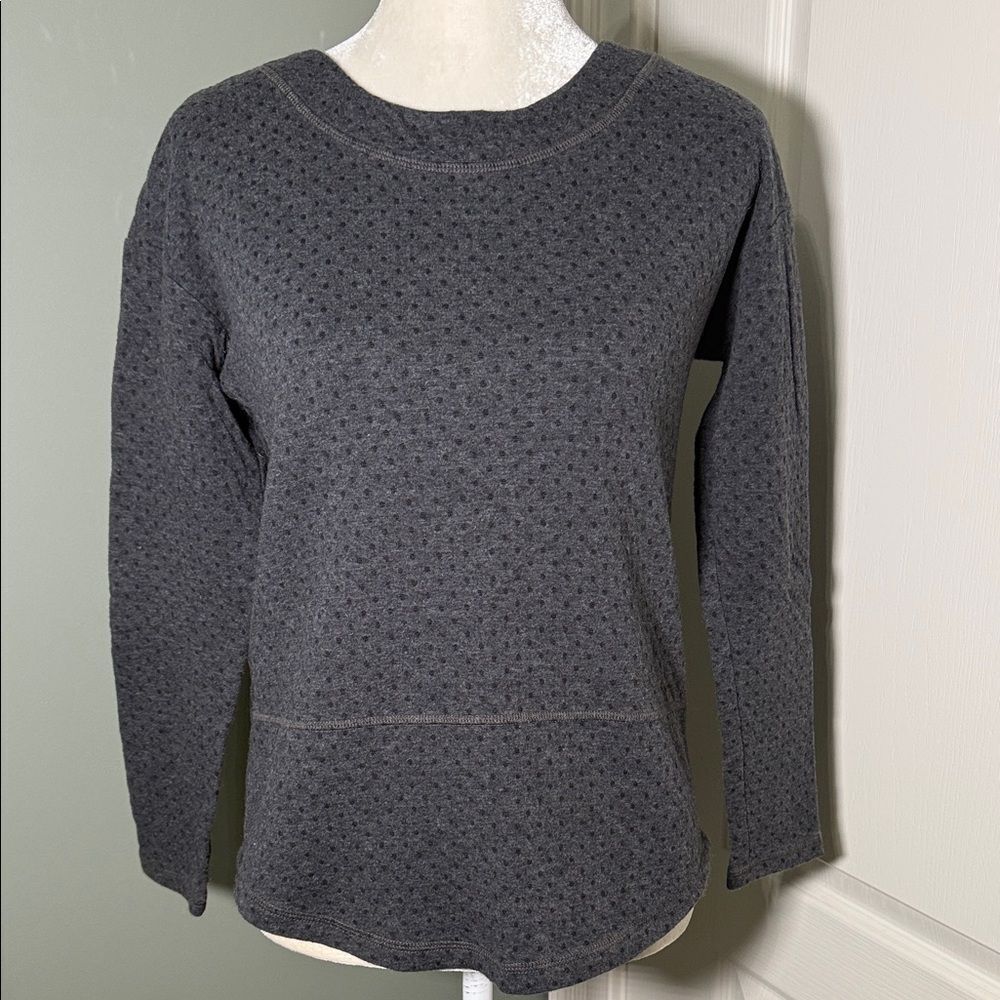 Talbots Polka Dot Knit Long Sleeve Top Dark Gray Size XS